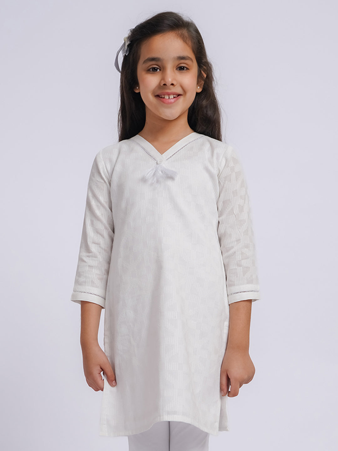 Girl's' White Only Kurta