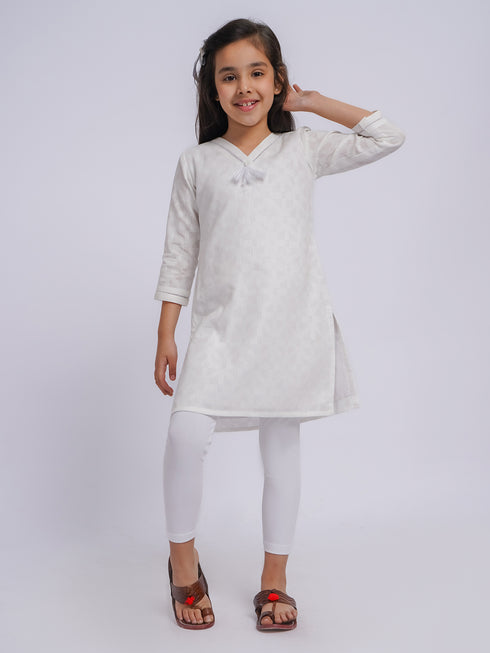 Girl's' White Only Kurta