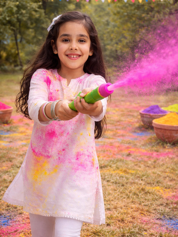 Girl's' White Only Kurta