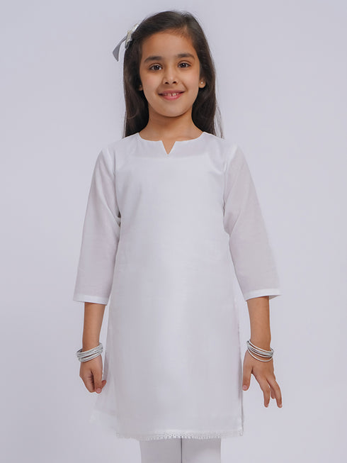 Girl's' White Only Kurta