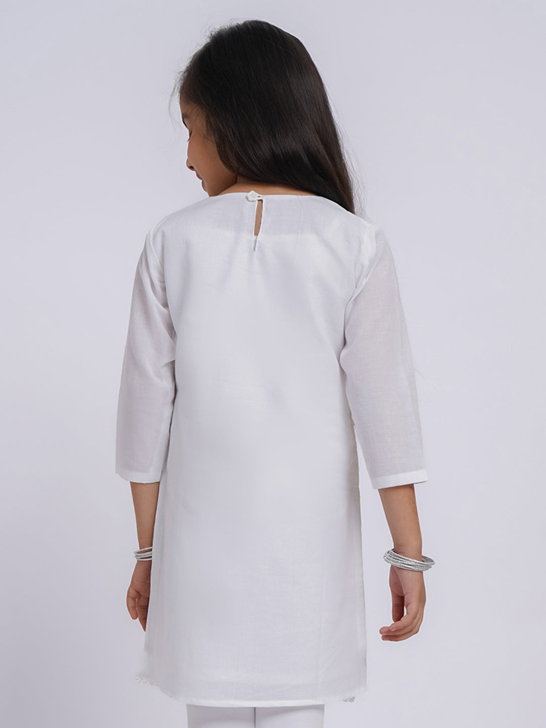 Girl's' White Only Kurta