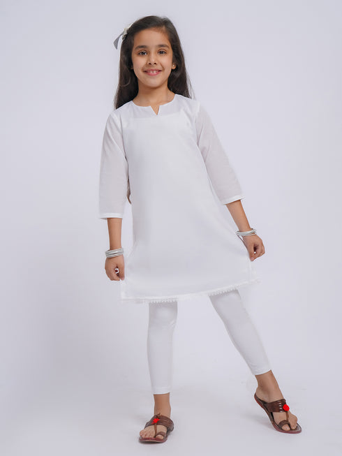 Girl's' White Only Kurta