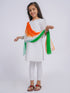 Girl's' White Kurta, Leggings And Dupatta