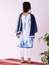Girl's Blue & White Pure Cotton Tie-Dye Kurta Leggings & Dupatta Set