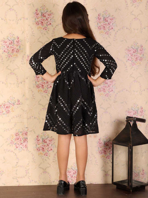 Girl's Black Mirror Kurta