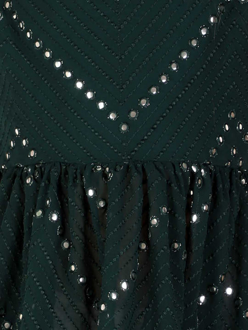 Girl's Green Mirror Kurta