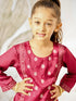 Girl's Wine Silk Kurta - Ethnic Motif Foil Print Collection