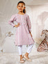 Aqua Floral Print Kurta Set With White Leggings