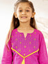 Girl's Purple Cotton Kurta With Thread Embroidery