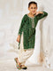 Girl's Green Bandhani Kurta Patiala Set