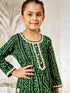Girl's Green Bandhani Kurta Patiala Set