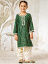 Girl's Green Bandhani Kurta Patiala Set