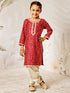 Girl's Red Bandhani Kurta Patiala Set