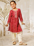 Girl's Red Bandhani Kurta Patiala Set