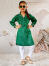 Girl's Green Cotton Kurta Leggings Set