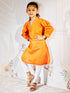 Girl's Orange Cotton Kurta Leggings Set