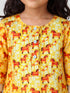 Girls' Yellow Cotton Animal Print Kurta with Pakistani Salwar Set - Three Quarter Sleeves Festive Ethnic Wear