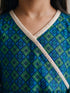 Girls Blue Cotton Geometric Print Thigh Length Kurta