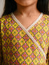 Girls Mustard Cotton Geometric Print Thigh Length Kurta