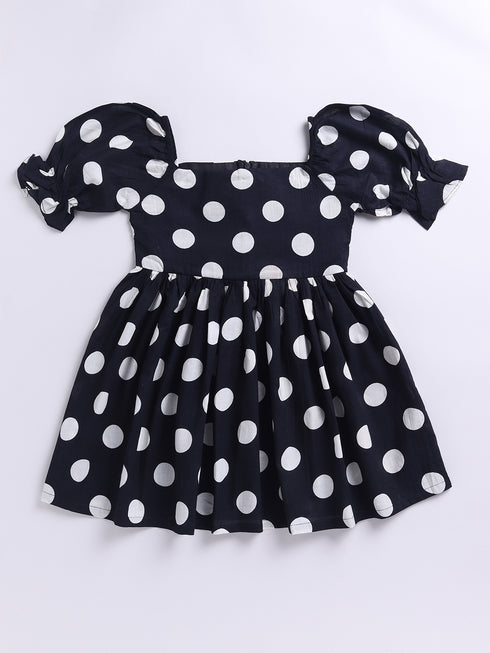 Black Polka Dot Cotton Dress for Girls