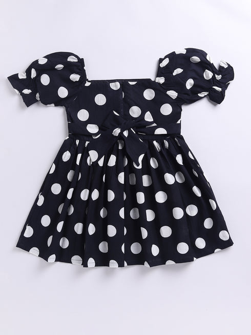 Black Polka Dot Cotton Dress for Girls