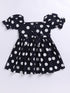 Black Polka Dot Cotton Dress for Girls