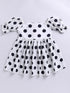 White Polka Dot Cotton Dress For Girl's
