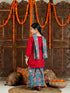 Girl's Red Kurta And Palazzo Pant Dupatta Set