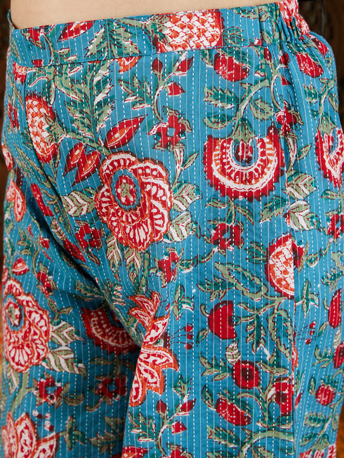 Girl's Red Kurta And Palazzo Pant Dupatta Set