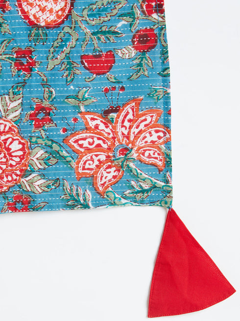 Girl's Red Kurta And Palazzo Pant Dupatta Set