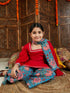 Girl's Red Kurta And Palazzo Pant Dupatta Set