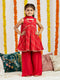 Girl's' Red Kurta Palazzo Set
