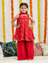 Girl's' Red Kurta Palazzo Set