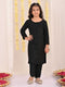 Girl's' Black Embellished Kurta Pyjama Set