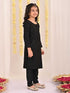 Girl's' Black Embellished Kurta Pyjama Set