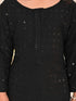 Girl's' Black Embellished Kurta Pyjama Set