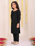 Girl's' Black Embellished Kurta Pyjama Set