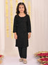 Girl's' Black Embellished Kurta Pyjama Set