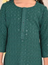 Girl's' Green Embellished Kurta Pyjama Set