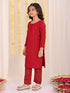 Girl's' Maroon Embellished Kurta Pyjama Set