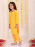Girl's' Yellow Embellished Kurta Pyjama Set