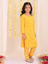 Girl's' Yellow Embellished Kurta Pyjama Set