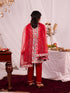 Girl's' Aqua And Red Kurta And Pant Set
