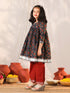 Girl's' Navy Blue And Rust Kurta Palazzo Set