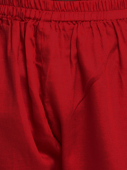 Girl's' Navy Blue And Rust Kurta Palazzo Set