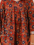 Girl's' Rust And Navy Blue Flared Kurta Palazzo Set
