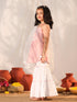 Girl's' Pink And White Kurta, Sharara And Dupatta Set