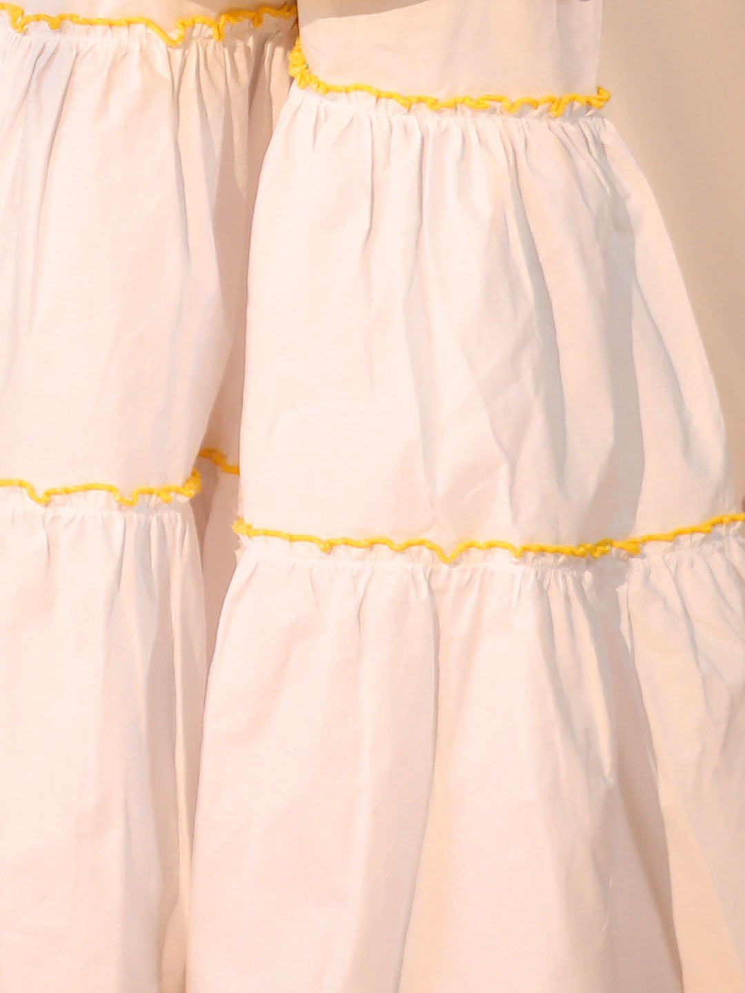 Girl's' Yellow And White Kurta, Sharara And Dupatta Set
