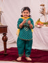 Girl's Green Kurta Salwar And Dupatta Set