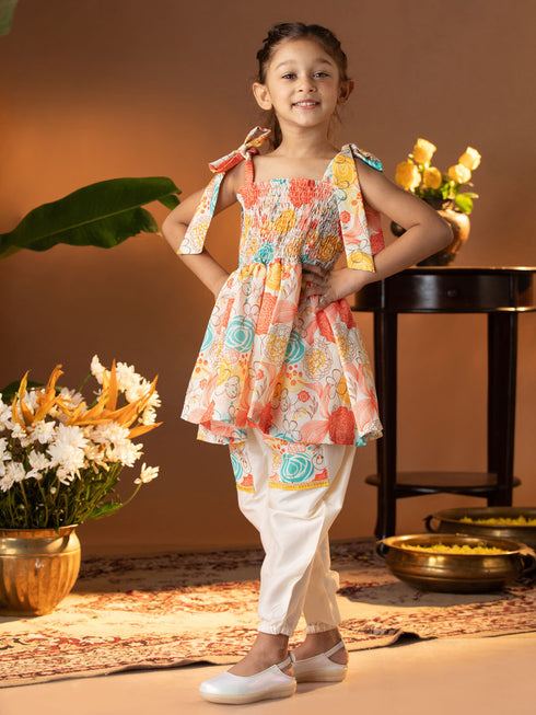 Girl's' Multicolour Kurta And Patiala